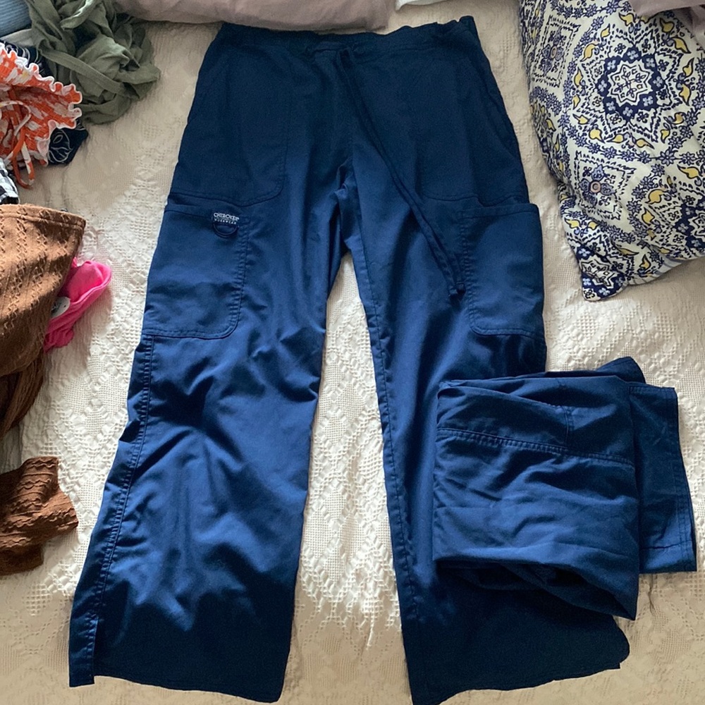 TWO Navy blue Cherokee Scrub Pants. Medium Petite